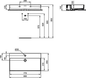 Мебельная раковина Ideal Standard Extra T372901
