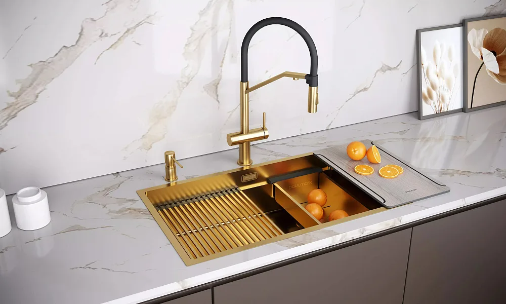 Дозатор для кухонной мойки,Paulmark Kraft D003-BG брашированное золото Sancos — официальный сайт