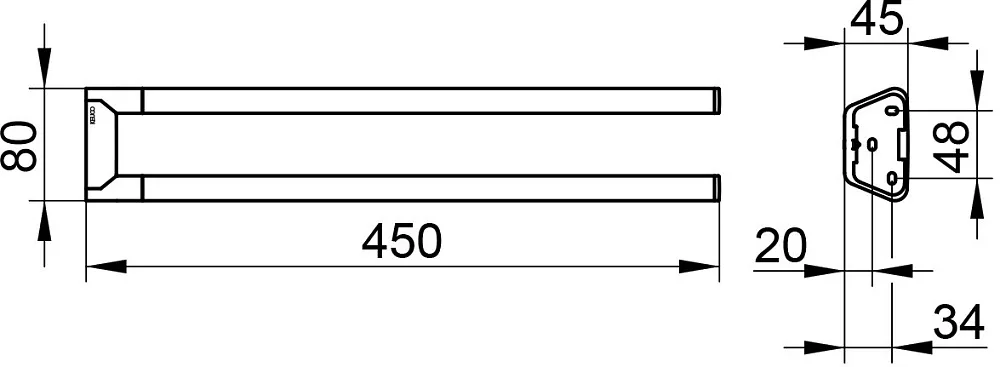 Полотенцедержатель Keuco Reva 12818010000 хром Sancos — официальный сайт