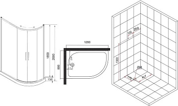 Душевой уголок Esbano ESR-8027А 120x80, L, с поддоном
