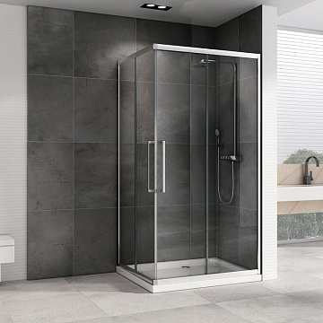 Душевой уголок Abber Schwarzer Diamant AG02128H 120x80, профиль хром, стекло прозрачное