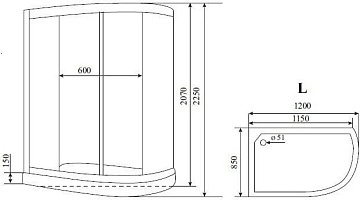 Душевая кабина Timo Lux T-7702 L, с сиденьем