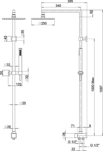 Душевая стойка Paini RS 50CR191ARQ3P3