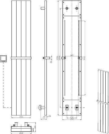 Полотенцесушитель электрический Boheme Flat 725-NB 150х25, брашированный никель