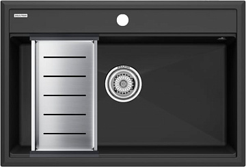 Мойка кухонная Paulmark Stepia PM117551-AN+A375-BS с коландером, антрацит