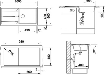 Мойка кухонная Blanco Metra XL 6S 517360 серый беж