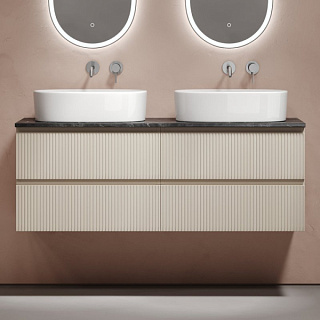 Тумба с раковиной Sancos Snob T 140 beige soft, столешница черный мрамор TT140A1, раковина CN6075