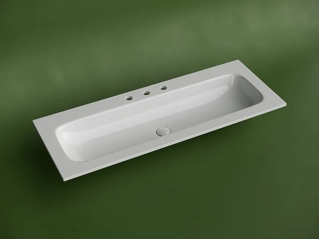 Мебельная раковина Ceramicanova Grace прямоугольная 121см с тремя отверстиями под смеситель CN7024 Sancos — Оригинал