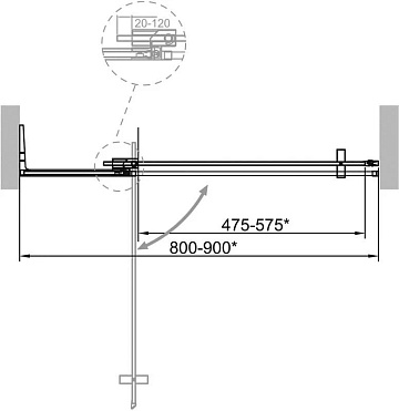 Душевая дверь в нишу Cezares Slider B 1 80/90 BR Nero профиль черный, стекло бронза
