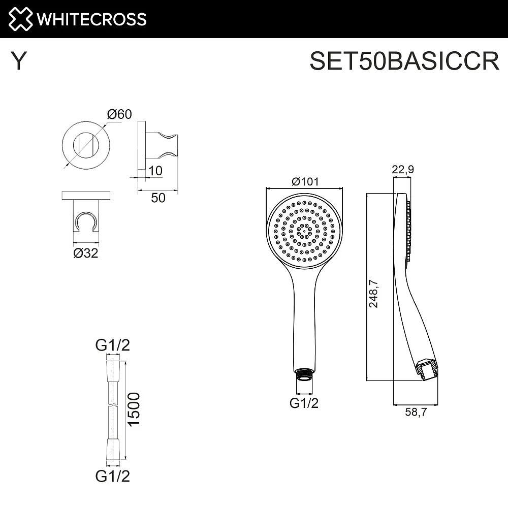 Душевой гарнитур WHITECROSS SET50BASICCR, хром Sancos — официальный сайт