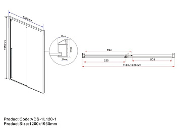 Душевая дверь в нишу Vincea Lugano VDS-1L120CLGM-1 120 см, профиль вороненая сталь, стекло прозрачно