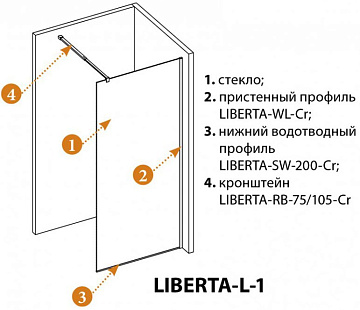 Душевая перегородка Cezares Liberta -L-1-120-C-Cr