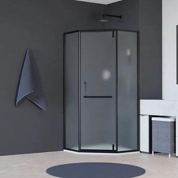 Душевой уголок RGW Hotel HO-084-B 90x90x195 см, профиль черный, стекло матовое