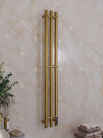 Полотенцесушитель электрический APEXTERMO Луна LN10112GLB 1100x120 с крючками, золотой матовый