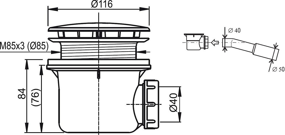 Сифон для поддона Ravak Standard 90 хром