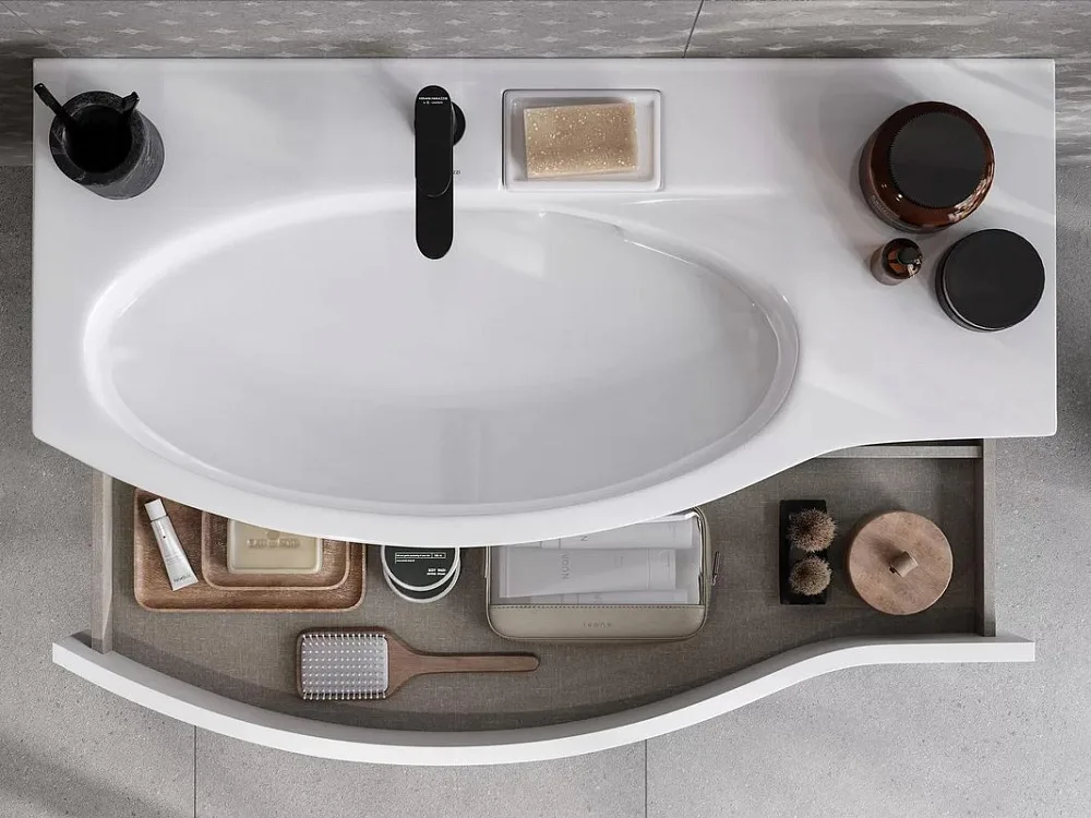 Мебельная раковина KERAMA MARAZZI Riva 100 L, глянцевая белая Sancos — официальный сайт