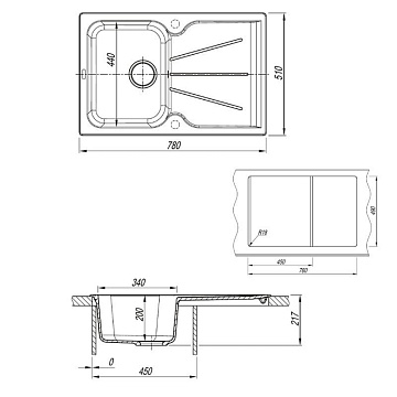 Кухонная мойка кварцевая Uperwood Quartz UPD-04-02, прямоугольная, бежевая