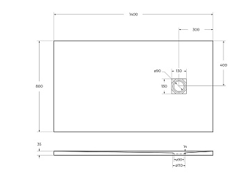 Поддон для душа BelBagno Uno TRAY-MR-UNO-AH-140/80-35-W-NO 140х80, белый, с сифоном