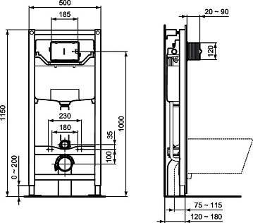 Система инсталляции для унитазов Ideal Standard Prosys Eco Frame M R0306AA, с кнопкой смыва хром