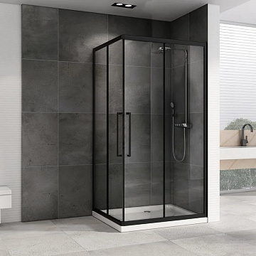 Душевой уголок Abber Schwarzer Diamant AG02128BH 120x80, профиль черный, стекло прозрачное