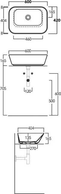 Накладная раковина Simas Wave WA04 bi*0 60x42 см Sancos — Оригинал