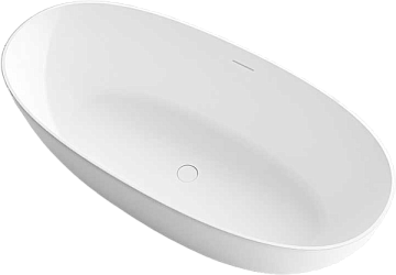 Ванна из искусственного камня Vincea VBT-6S01MW 170x75 см, отдельностоящая, матовая белая, овальная,