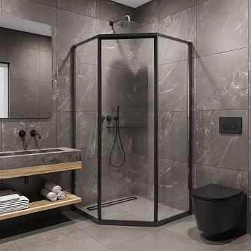 Душевой уголок Timo TTSS-100/03C-8R 100x100 см, профиль черный, стекло прозрачное