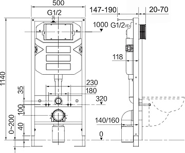Система инсталляции для унитазов Ceramicanova Envision Round CN1001B, кнопка черная матовая