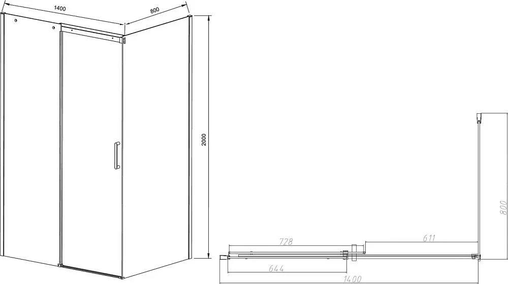 Душевой уголок Vincea Dice VSR-4D8014CLB 140х80 см, профиль черный Sancos — официальный сайт