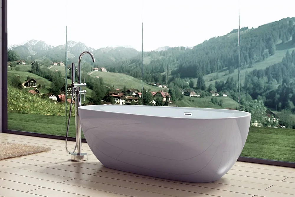 Акриловая ванна Art&Max AM-506-1670-845 165x85 см, левая, отдельностоящая, белая, овальная Sancos — официальный сайт