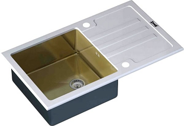 Мойка кухонная Zorg Inox Glass GL-7851-WHITE-BRONZE белое стекло