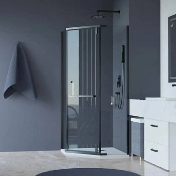 Душевой уголок RGW Hotel HO-081 90x90x195 см, профиль черный, стекло прозрачное