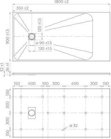 Поддон для душа RGW TSS W 180x90