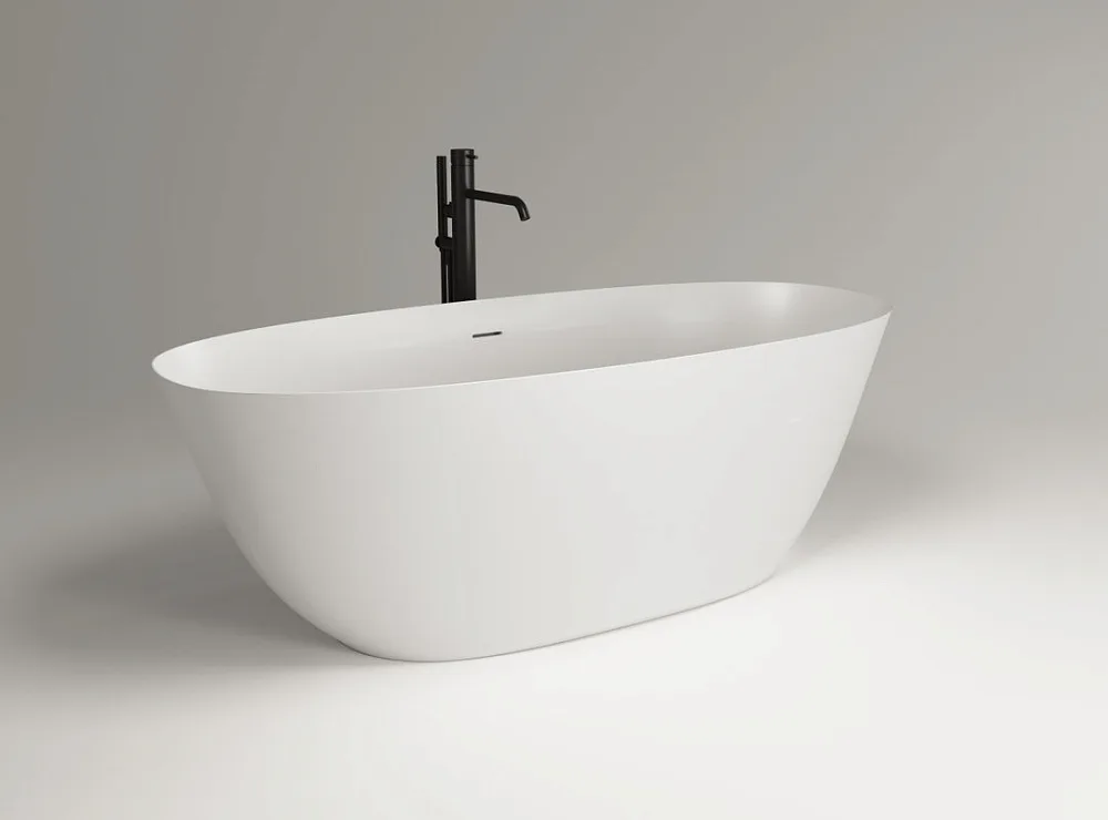 Ванна из искусственного камня Plumberia Selection Veloma 170x75 см, отдельностоящая, матовая белая,  Sancos — официальный сайт
