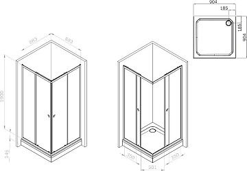 Душевой уголок AM.PM Sunny W87G-403-9090-MT 90x90 см, серебро