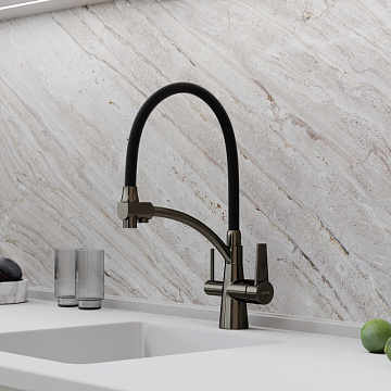 Смеситель для кухни Sancos Eri SC4001GG с гибким изливом, вороненая сталь