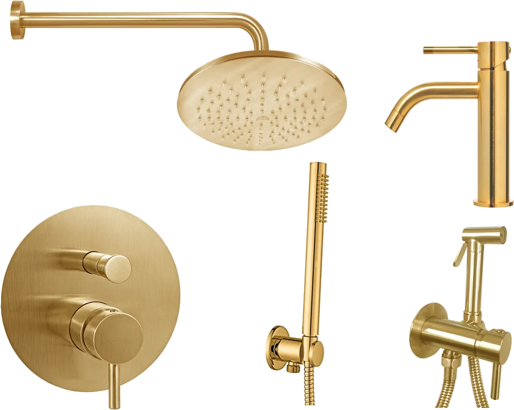 Комплект для ванной Paffoni Light KITZLIG015HGSP071 С ВНУТРЕННЕЙ ЧАСТЬЮ, медовое золото брашированно Sancos — официальный сайт