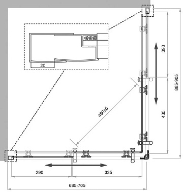 Душевой уголок BelBagno Uno 195 AH 2 90/70 C Cr стекло прозрачное