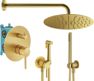 Комплект для ванной Plumberia Selection Ixo KITZXO18OB С ВНУТРЕННЕЙ ЧАСТЬЮ, брашированное золото