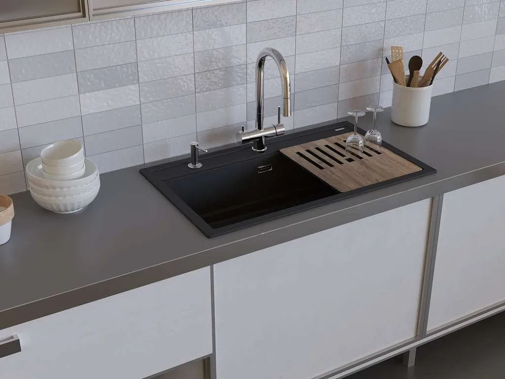 Мойка кухонная Omoikiri Kitagawa 86-LB графит Sancos — официальный сайт