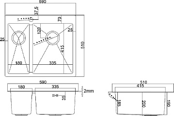 Мойка кухонная Zorg Light ZL R 590-2-510-R R, нержавеющая сталь
