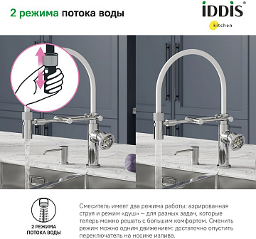 Смеситель для кухни IDDIS Grange GRASBFLi05 хром, с гибким изливом
