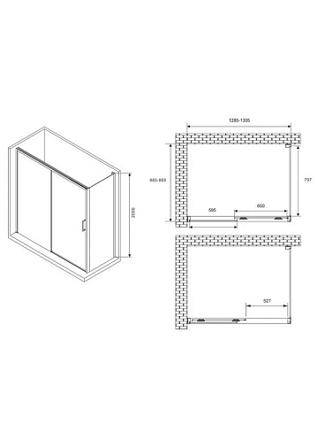 Душевой уголок Abber Komfort AG93130-S92 130х90 см, профиль матовый хром, стекло прозрачное