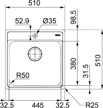 Мойка кухонная Franke Bell ВСX 610-51 TL нержавеющая сталь