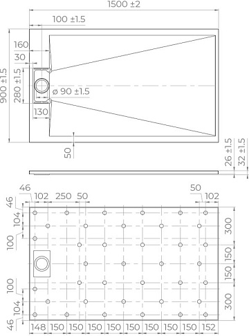 Поддон для душа RGW TUS W 150x90