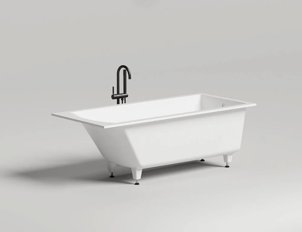 Ванна из искусственного камня Salini Cascata S-Sense 170x75 см, встраиваемая, белая, на ножках Sancos — официальный сайт