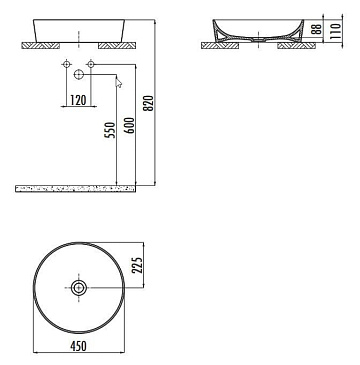 Накладная раковина Creavit Ultra UL145-00CB00E-0000 белая
