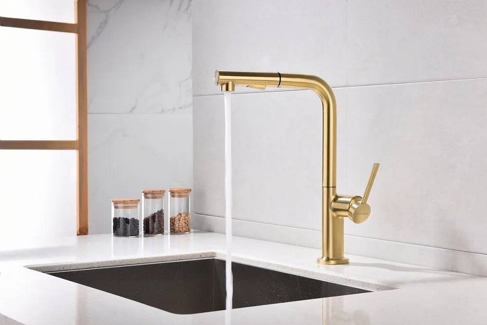 Смеситель для кухни Paulmark Neo Ne214419-SBG светлое брашированное золото Sancos — официальный сайт