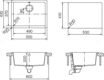 Мойка кухонная Schock Quadro 60 Cristalite лунный камень