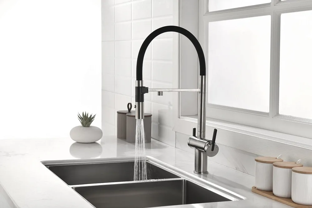 Смеситель для кухни Paulmark Gravity Gr213888-BS, брашированная нерж.сталь Sancos — официальный сайт